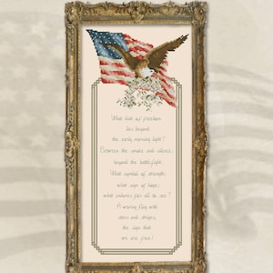 Counted Cross Stitch Pattern, Freedom, Patriotic Decor, Americana, Eagle, Victorian Style, Pamela Kellogg, Kitty & Me Designs, PATTERN ONLY