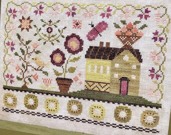 Counted Cross Stitch, House on Kiwi Hill, Summer Decor, Flowers, Butterfly, Emily Pengelly, Blueberry Ridge Design, PATTERN ONLY