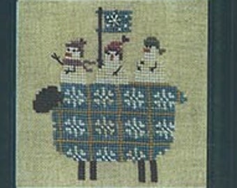 Counted Cross Stitch Pattern, Winter Ewe, Pillow Ornament, Sheep, Country Chic, Bowl Filler, Snowmen, Snowflakes, Bent Creek, PATTERN ONLY