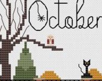 PRE-Order, Cross Stitch Pattern, The October House, My Father's House, Halloween Decor, Fall Decor, Black Cat, Luhu Stitches, PATTERN ONLY