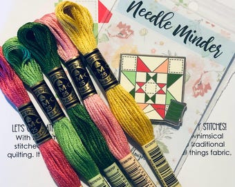 March Needle Minder, Stitched Starburst, Needle Minder, Needle Nanny, Cross Stitch, Embroidery, Flamingo Toes