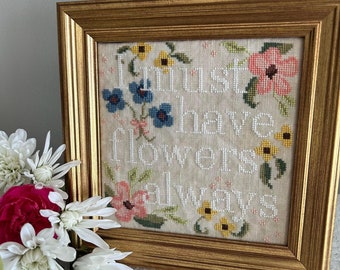 Counted Cross Stitch Pattern, Flowers Always, Pillow Ornaments, Bowl Fillers, Flower Motifs, Emily Call Stitching, PATTERN ONLY