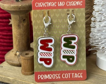 Christmas WIP Charms, Scissor Fob, Work in Progress, WIP, Scissor Charm, WIP Charms, Zipper Pull, Lindsey Weight, Primrose Cottage