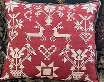 Counted Cross Stitch Pattern, Pennsylvania Christmas Deer, Pillow Ornament, Pincushion, Bowl Filler, Shakespeare's Peddler, PATTERN ONLY