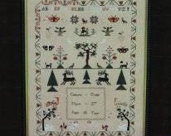 Counted Cross Stitch, Mountain, Meadow, Moss and Moor, Reproduction Sampler, Antique Sampler, 1897 Schoolhouse Samplers, PATTERN ONLY