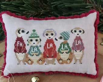 Cross Stitch Pattern, Holiday Card 2023, Merry Meercats, Christmas Bowl Filler, Christmas Ornament, Fa La La, The Blue Flower, PATTERN ONLY