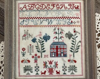 Counted Cross Stitch Pattern, M P Motifs Sampler, Alphabet Sampler, Saltbox House, From the Heart Needleart, PATTERN ONLY