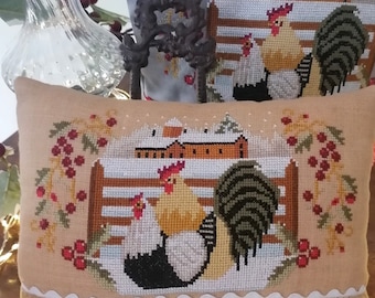 Counted Cross Stitch Pattern, Winter Hen, Winter Decor, Rooster, Farmyard, Barn, Tea Cosy, Twin Peak Primitives, PATTERN ONLY