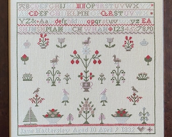 Counted Cross Stitch, Jane Hattersley 1832, Cross Stitch Patterns, Reproduction Sampler, Inspirational, Jean Farish, PATTERN ONLY