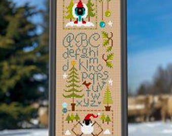 Counted Cross Stitch Pattern, Histoires de Moutons en Hiver 1, Alphabet Sampler, Winter Sampler, Sheep, Jardin Prive, PATTERN ONLY