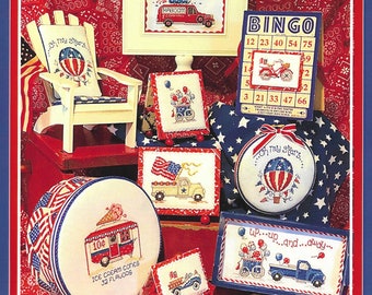 Counted Cross Stitch Pattern, Home for the Picnic, Summer, Patriotic, Ornaments, Pick Up Truck, Ice Cream, Sue Hillis Designs, PATTERN ONLY