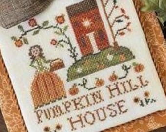 Counted Cross Stitch Pattern, Pumpkin Hill House, Pumpkins, Autumn Decor, Country Rustic, Vines, Little House Needlework, PATTERN ONLY