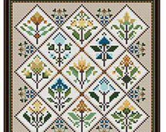 Counted Cross Stitch Pattern, Dreaming of Spring, Floral Sampler, Home Decor, Flower Motifs, CM Designs, PATTERN ONLY