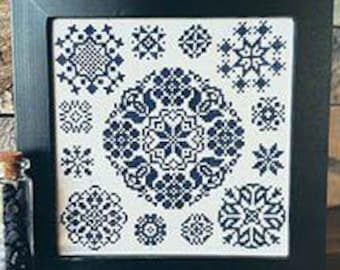 Counted Cross Stitch Pattern, Tempting Tanzanite, December Quaker Birthstone, Monochromatic, From the Heart, PATTERN ONLY