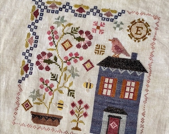 Counted Cross Stitch, Bramble Cottage, Country Rustic, Flower Motifs, Red Bird, Emily Pengelly, Blueberry Ridge, PATTERN ONLY