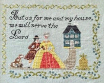 Counted Cross Stitch Pattern, But As For Me, Biblical, Joshus 24:15, Motifs Border, Running with Needles & Scissors, PATTERN ONLY