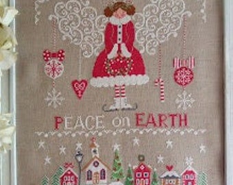 Counted Cross Stitch Pattern, Pace in Terra, Peace on Earth, Italian Christmas Decor, Candy Canes, Village, Cuore e Batticuore, PATTERN ONLY