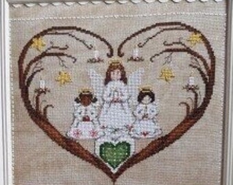 Counted Cross Stitch Pattern, Cuori Angeli di Natale, Bowl Fillers, Pillows, Ornaments, Christmas Decor, Serenita di campagna, PATTERN ONLY