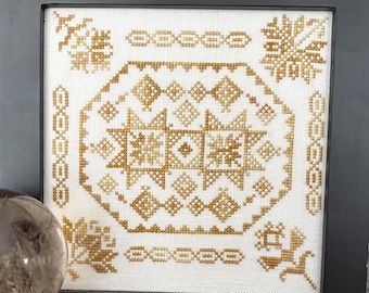 Counted Cross Stitch Pattern, Timeless Topaz, November, Quaker Birthstone, Monochromatic, From the Heart, PATTERN ONLY