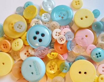 Pastel Buttons, Button Grab Bag, Sewing Buttons, 2 Hole Buttons, 4 Hole Buttons, Craft Buttons, Embellishments, GB116, Buttons Galore & More