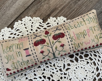 Counted Cross Stitch Pattern, Keeping You in Stitches, Mini Skinny Pillow, Sewing Notions, From the Heart Needleart, PATTERN ONLY