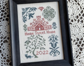 Counted Cross Stitch Pattern, Home Sweet Home, Quaker Decor, Home Decor, From the Heart, NeedleArt by Wendy, PATTERN ONLY