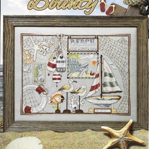 Counted Cross Stitch Pattern, Beach Bounty, Summer Decor, Starfish, Sea Horse, Sea Gulls, Sailboat, Sand Dollar, Stoney Creek, PATTERN ONLY