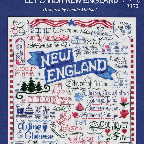 Counted Cross Stitch Pattern, Let's Visit New England, Cross Stitch, Patriots, Whale Watch, Imaginating, Ursula Michael, PATTERN or KIT ONLY