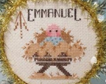 Counted Cross Stitch Pattern, Emmanuel, Christmas Decor, Baby Jesus, Pillow Ornament, Reason Series, KiraLyns Needlearts. PATTERN ONLY