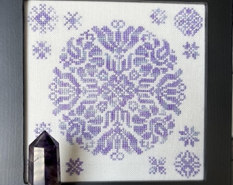 Counted Cross Stitch Pattern, Awesome Amethyst, Quaker Birthstone Series, Quaker Motifs, From the Heart, NeedleArt by Wendy, PATTERN ONLY