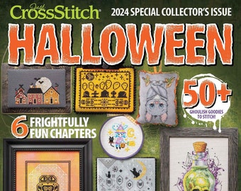 PRE-Order, Magazine, Just Cross Stitch, Halloween 2024, Collector's Issue, Halloween Ornaments, Black Cat, Ghost, Goblins, Pumpkins, Witches