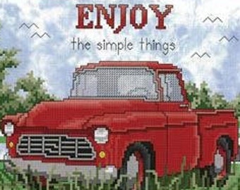 Counted Cross Stitch Pattern, The Simple Things, Pick Up Truck, Country Decor, Trees, Grass, Birds, Summer, Stoney Creek, PATTERN ONLY