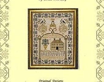 Cross Stitch Pattern, Angels Above, Saltbox House, Primitive, Religious Decor, Flower Motifs, Linda McNally, Homespun Samplar, PATTERN ONLY