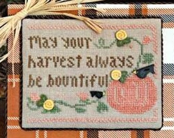 Counted Cross Stitch Pattern, Bountiful Harvest, All Dolled Up, Autumn Decor, Pumpkin, Crows, Vines, Little House Needleworks, PATTERN ONLY