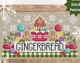 Counted Cross Stitch, Gingerbread Rolling Pin, Christmas Decor, Pillow Ornament, Bowl Filler, Shannon Christine Designs, PATTERN ONLY