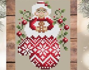 Counted Cross Stitch, Mrs. Claus Mitten, Christmas Decor, Holly Berry, Pillow Ornament, Bowl Filler, Shannon Christine Designs, PATTERN ONLY