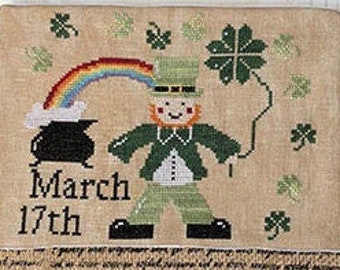 Counted Cross Stitch, March 17th, St. Patrick's Day, Shamrocks, Leprechaun, Rainbow, Ornament, Bowl Filler, Romy's Creation, PATTERN ONLY