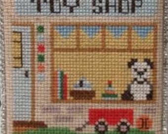 Counted Cross Stitch Pattern, Toy Shop Block, Around the Block Series, Wagon, Books, Toys, Ball, KiraLyn's Needlearts, PATTERN ONLY