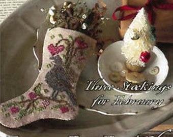 Counted Cross Stitch Pattern, Love Is In the Air, Valetine Stockings, Stocking Ornaments, Valentine's Day, Blackbird Designs, PATTERN ONLY