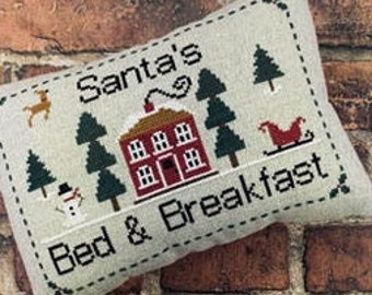 Counted Cross Stitch Pattern, Santa's Bed & Breakfast, North Pole Shops Series, Pillow Ornaments, Sleigh, Needle Bling Designs, PATTERN ONLY