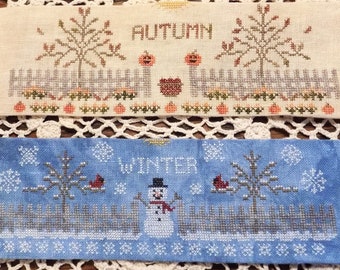 Counted Cross Stitch Pattern, Seasonal Spools: Autumn & Winter, Spool Series Samplers, The Nebby Needle, PATTERN ONLY