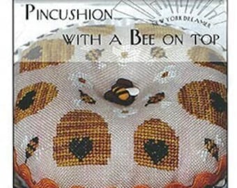 Counted Cross Stitch Pattern, Pincushion With A Bee On Top, Pillow Ornament, Bowl Filler, Ezia Gladstone, New York Dreamer, PATTERN ONLY