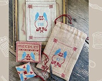 Counted Cross Stitch Pattern, Marietje's Purse 1920, Reproduction Adaptation, Sewing Bag Set, Needlebook, Atelier Soedidee, PATTERN ONLY