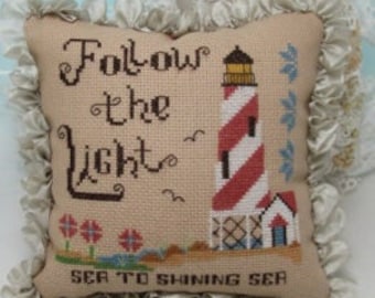 Counted Cross Stitch Pattern, Follow the Light, Patriotic Decor, Little Light Collection, Sea, KiraLyn's Needlearts, PATTERN ONLY