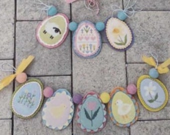 Counted Cross Stitch, Easter Ornaments, Spring Decor, Sheep, Duck, Chick, Flowers, Easter Egg Ornaments, Under the Garden Moon, PATTERN ONLY