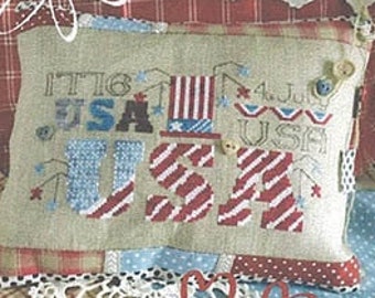 Counted Cross Stitch, USA, Patriotic Decor, 1776, Flag Hat, Pillow, Americana, Marinella Paoletti, Stitches and Style, PATTERN ONLY