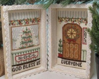 Counted Cross Stitch Pattern, God Bless Us, Country Chic, Farmhouse Rustic, Porch Scene, Christmas Decor, KiraLyn's Needlearts, PATTERN ONLY