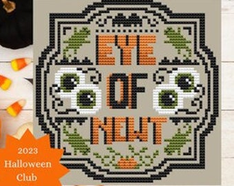 Counted Cross Stitch, Halloween Club, Witches Brew, Full Moon, Poison, Eye of Newt, Raven Wings, Shannon Christine Designs, PATTERN ONLY