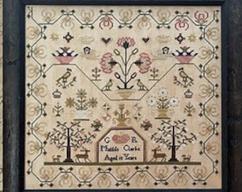 Counted Cross Stitch Pattern, Matilda Clarke, Antique Reproduction Sampler, Birds, Flowers, Tree Motifs, Shakespeare's Peddler, PATTERN ONLY