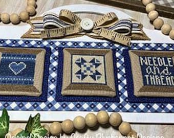 Counted Cross Stitch Pattern, Sewing Spool Trio 2, Everyday Spool Series, Pillow Ornament, Crafty Bluebonnet Designs, Pattern ONLY